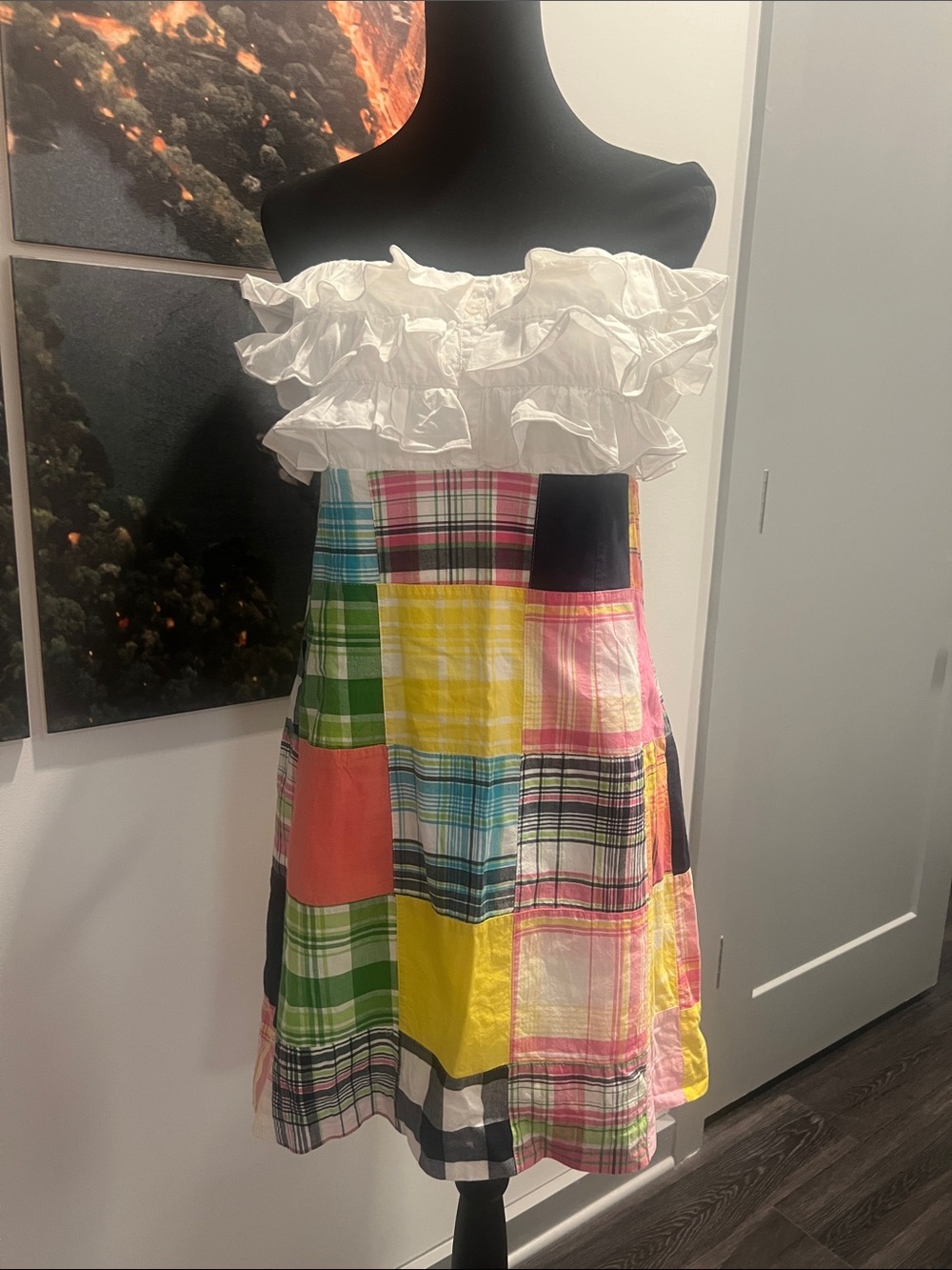 Lilly Pulitzer White Ruffle Madras Dress